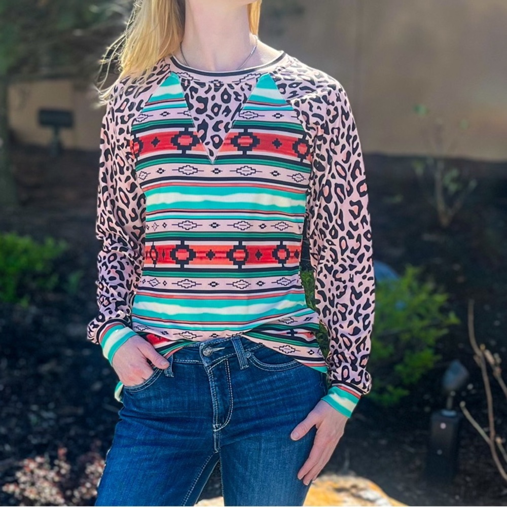 Leopard Patterned Long Sleeve Top